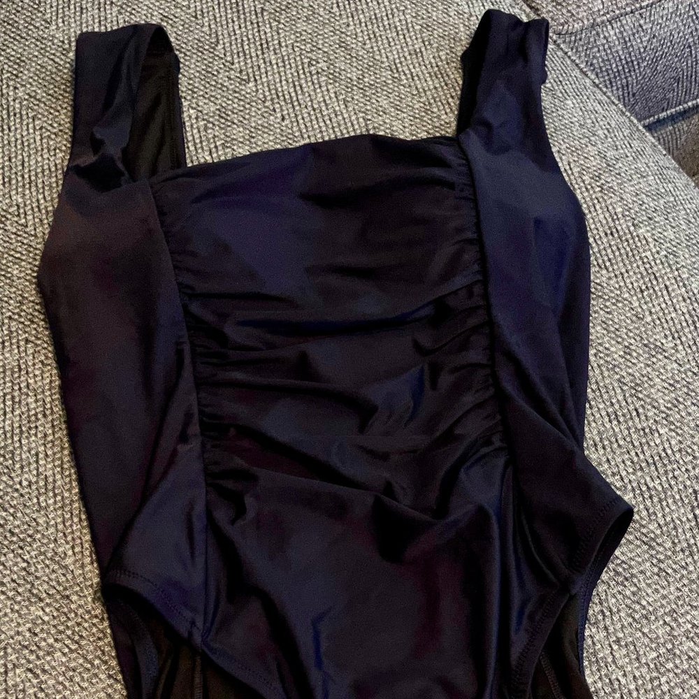 Navy Ruched Squareneck One-Piece Suit - J. Crew